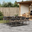 Set comedor jardín 9 pzas y cojines ratán sintético gris