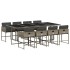 Set comedor jardín 9 pzas y cojines ratán sintético