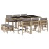 Set comedor de jardín 11 pzas con cojines ratán sintético