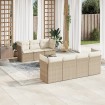 Juego de sofás de jardín con cojines beige 8 pzas ratán PE
