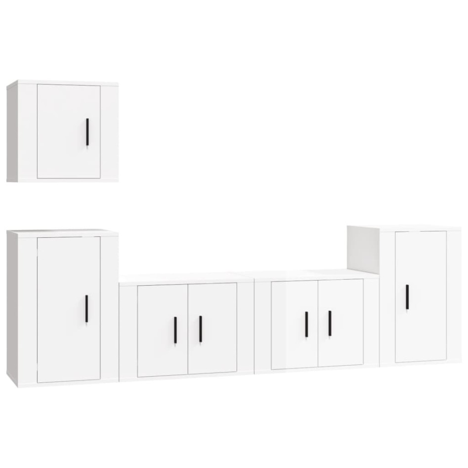 Set de muebles de TV 5 pzas madera contrachapada blanco