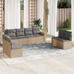 Juego de sofás de jardín con cojines beige 8 pzas ratán PE