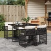 Set de muebles jardín 5 pzas con cojines ratán sintético negro