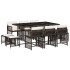 Set comedor de jardín 11 pzas y cojines ratán sintético