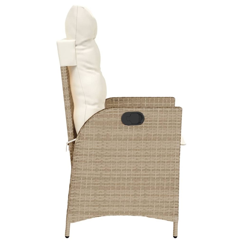 Sillones reclinables de jardín con cojines beige 2 uds ratán