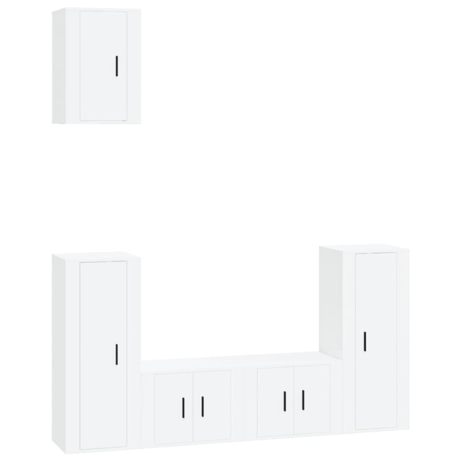 Set de muebles de TV 5 pzas madera contrachapada blanco