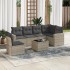 Set de sofás de jardín 7 pzas con cojines ratán PE gris