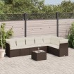 Set sofás de jardín 8 piezas y cojines ratán sintético marrón