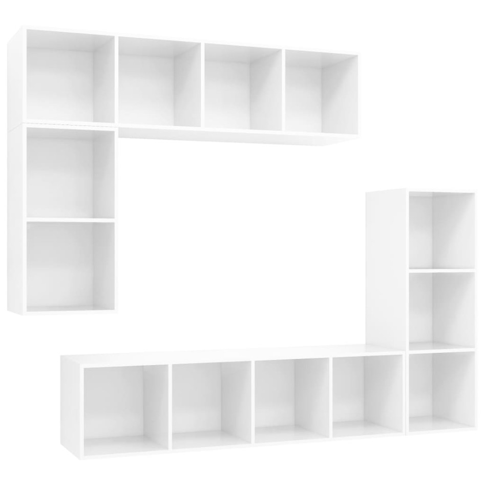 Set de muebles de TV 4 pzas madera contrachapada blanco