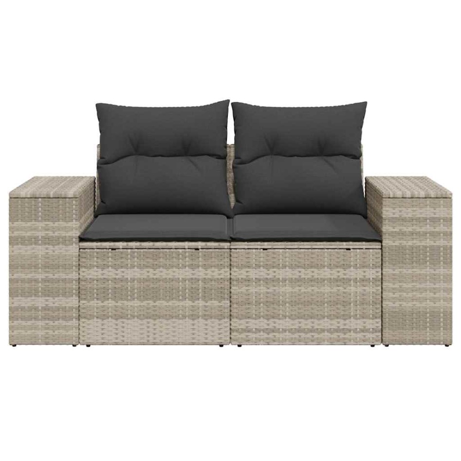 Sofá de jardín con cojines 2 plazas ratán sintético gris