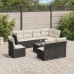Set de sofás de jardín 8 piezas y cojines ratán sintético negro