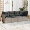 Set de sofás de jardín 4 pzas y cojines ratán sintético gris