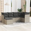 Set de sofás de jardín 6 pzas y cojines ratán sintético gris