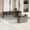 Set de sofás de jardín 8 pzas y cojines ratán sintético gris
