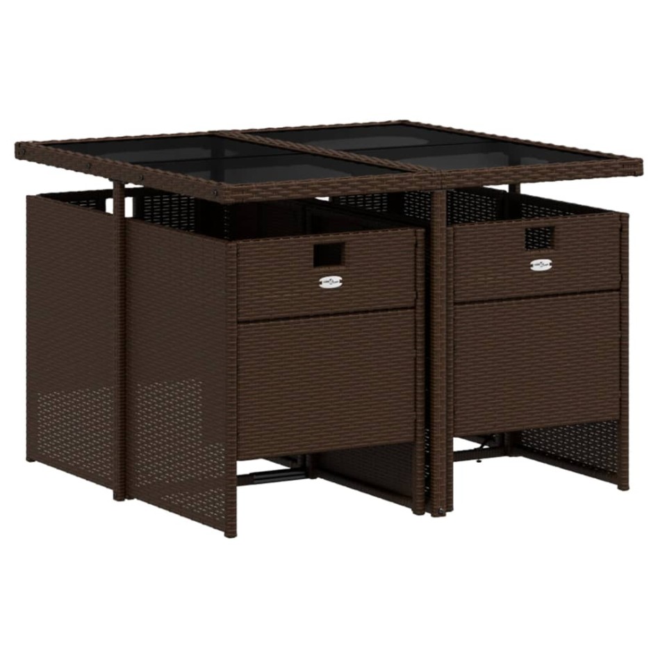 Set comedor de jardín 5 piezas y cojines ratán sintético