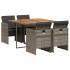 Set comedor de jardín 5 piezas con cojines ratán sintético
