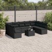 Set de sofás de jardín 10 pzas cojines ratán sintético negro