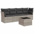 Set de sofás jardín y cojines 5 pzas ratán sintético gris