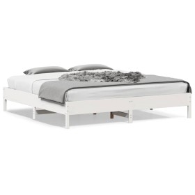 Estructura de cama sin colchón madera maciza blanca 200x200