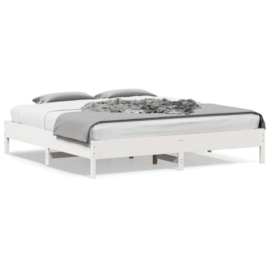 Estructura de cama sin colchón madera maciza blanca 200x200