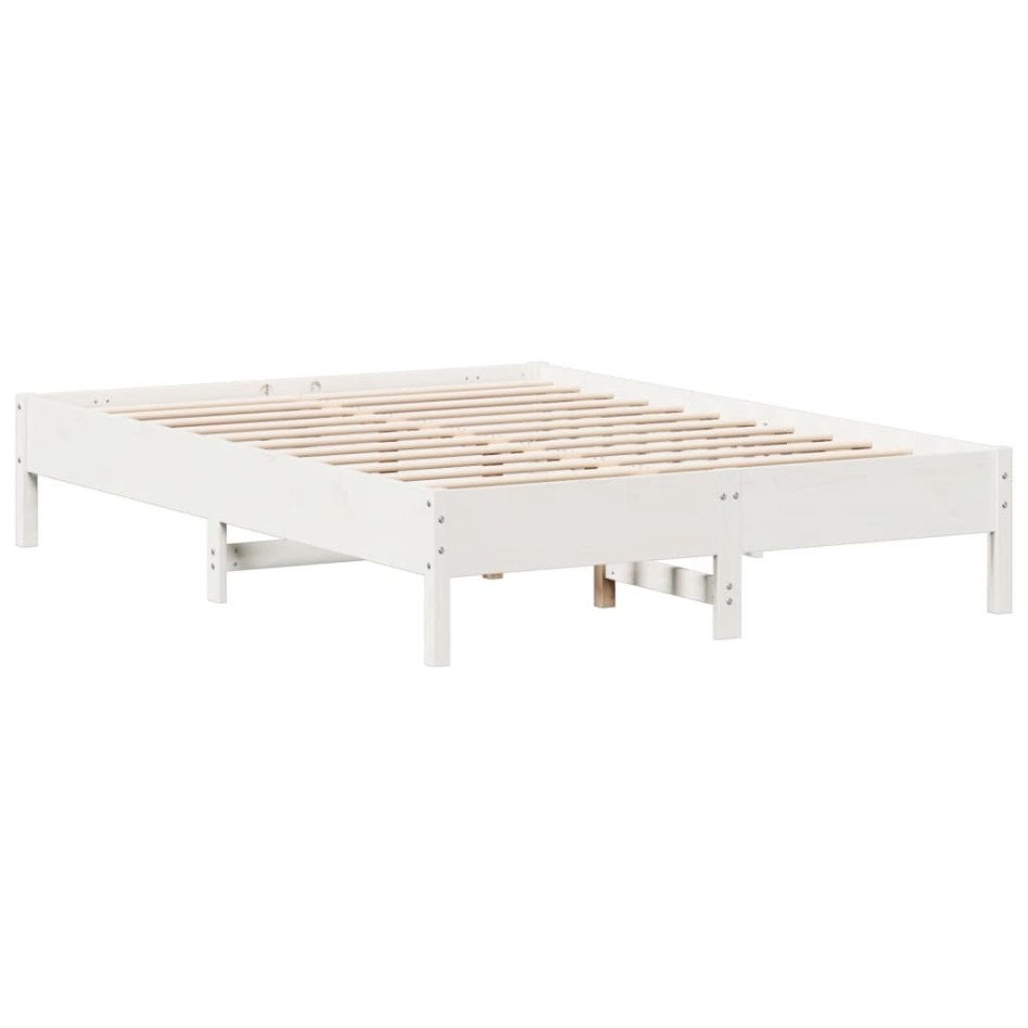 Estructura de cama sin colchón madera de pino blanca 150x200