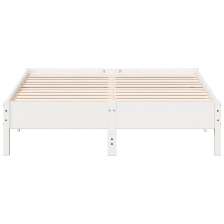 Estructura de cama sin colchón madera de pino blanca 150x200