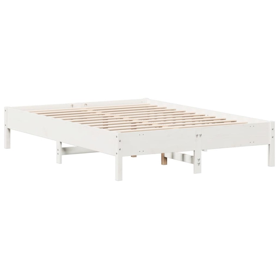 Estructura de cama sin colchón madera de pino blanca 150x200