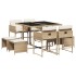 Set comedor de jardín 9 pzas con cojines ratán sintético