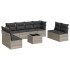 Set muebles jardín 9 pzas y cojines ratán sintético gris