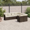 Set sofás de jardín 8 piezas y cojines ratán sintético marrón