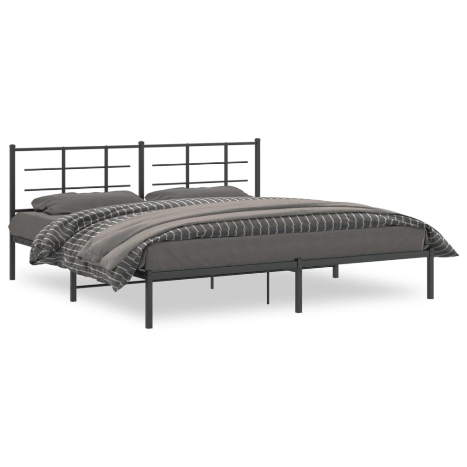 Estructura cama sin colchón con cabecero metal negro 193x203