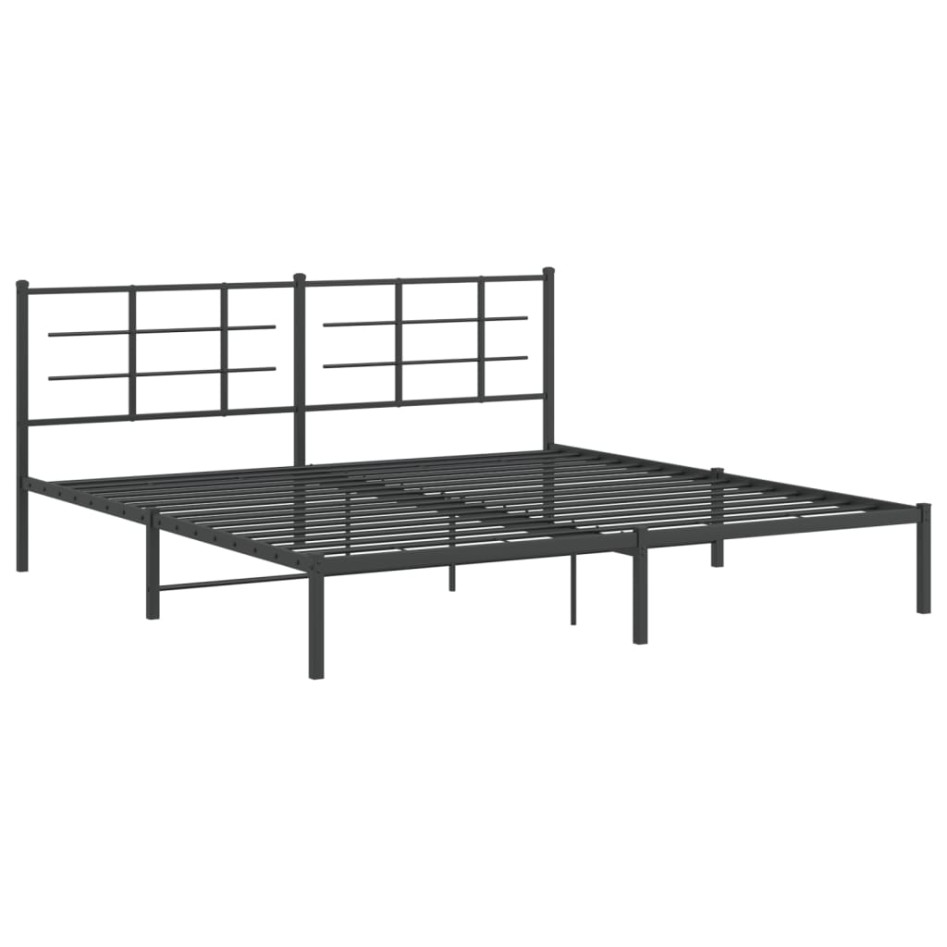 Estructura cama sin colchón con cabecero metal negro 193x203