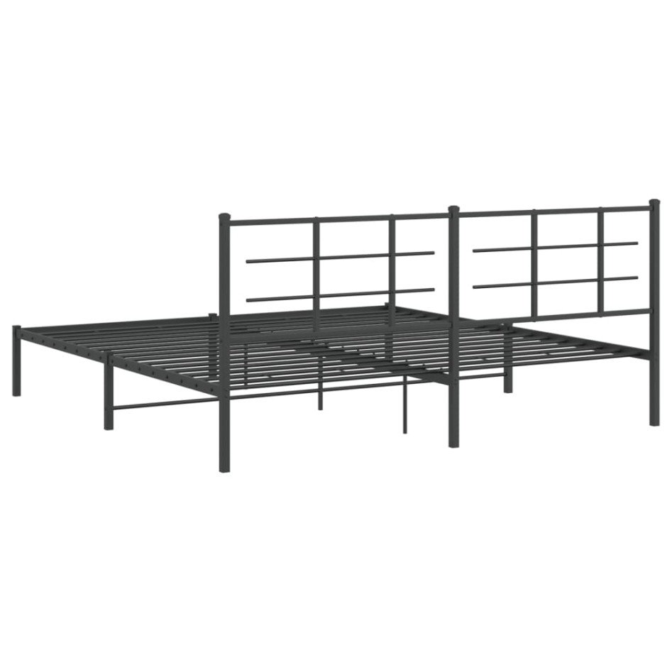 Estructura cama sin colchón con cabecero metal negro 193x203