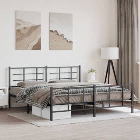 Estructura cama sin colchón con estribo metal negro 183x213