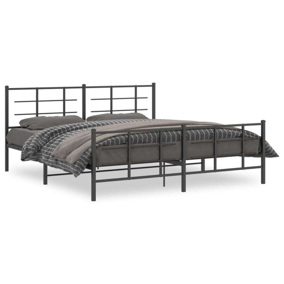Estructura cama sin colchón con estribo metal negro 183x213