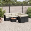 Set de sofás de jardín 8 piezas y cojines ratán sintético negro