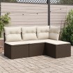Set de sofás de jardín 4 pzas y cojines ratán sintético marrón