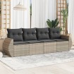 Set de sofás de jardín 4 pzas y cojines ratán sintético gris