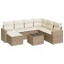 Juego de sofás de jardín con cojines beige 8 pzas ratán