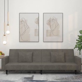 Sofá cama de 2 plazas con dos almohadas terciopelo gris