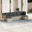Set de sofás de jardín 7 pzas con cojines ratán PE gris claro