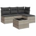Set de sofás jardín y cojines 5 pzas ratán sintético gris