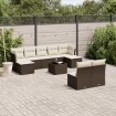 Set de sofás de jardín 10 pzas y cojines ratán sintético marrón