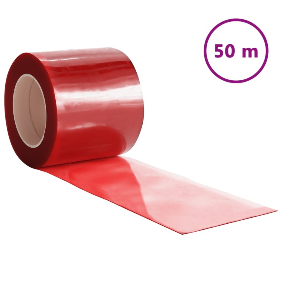 Tira de cortina para puertas PVC rojo 200x1,6 mm 50