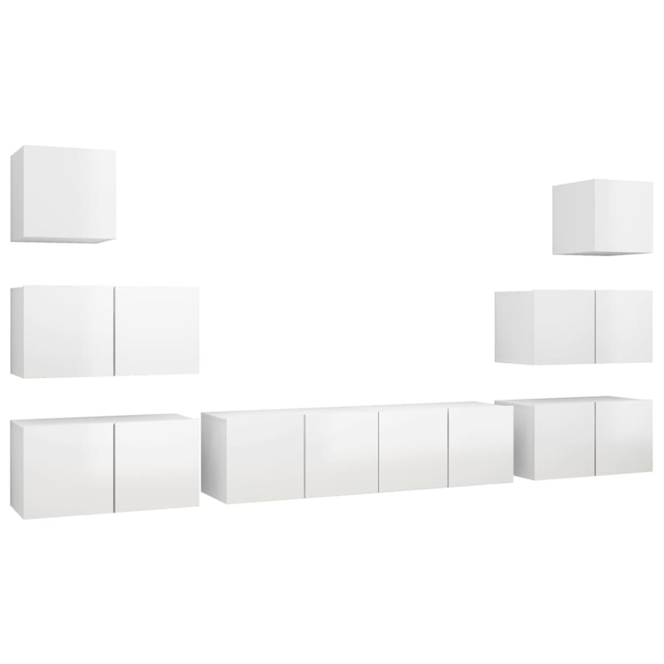 Set de muebles de salón 8 pzas madera ingeniería blanco