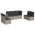 Set de sofás de jardín 7 pzas con cojines ratán PE gris