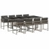 Set comedor jardín 9 pzas y cojines ratán sintético