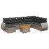 Set de muebles de jardín 9 pzas y cojines ratán sintético