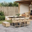 Set comedor de jardín 11 pzas con cojines ratán sintético beige