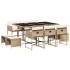 Set comedor de jardín 11 pzas con cojines ratán sintético